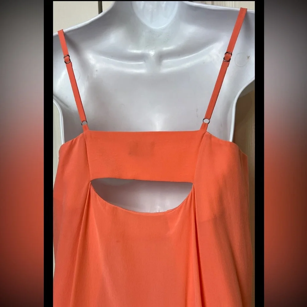 KATE SPADE Dress 100% Silk Maxi Orange Shift Sleeveless Wedding Strappy